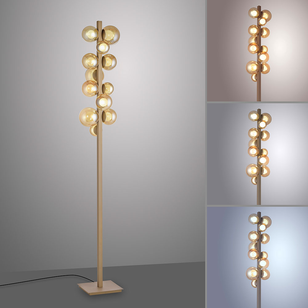 Stehleuchte mit intelligenter Lichtsteuerung: CCT-Funktion, integriertem Tastdimmer und freistrahlendem Licht bei 3456 Lumen.